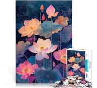 Puzzles 1000 pièces pour Adolescents Fleur de Lotus Aquarelle Jouet éducatif d'apprentissage Œuvre d'art 38x26cm