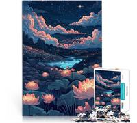 Puzzles 1000 pièces pour Adolescents Fleurs de la Nuit étoilée Défi Difficile pour soulager Le Stress Œuvre d'art 52x38cm