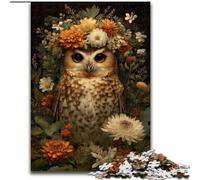 Puzzles 1000 pièces pour Adolescents Fleurs Hibou Jeu éducatif Familial Décoration Murale Cadeaux d'anniversaire et de Noël Uniques (Taille 50x75cm)