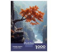 Puzzles 1000 Pièces pour Adolescents Fox on Cliff with Autumn Tree Puzzles pour Adultes Jeux Relaxants Assemblage De Motifs Cadeau d'anniversaire, Cadeaux, 38x26cm/1000pcs