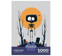 Puzzles 1000 Pièces pour Adolescents from The Grave - Cute Skeleton Halloween Art Puzzle Jouet Décoration Murale Vacances À La Maison Cadeaux pour Les Amis Et La Famille 70x50cm/1000pcs