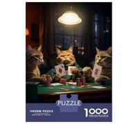 Puzzles 1000 Pièces pour Adolescents Funny Cats Playing Poker Puzzles pour Adolescents, Jouets, Décoration Murale, Cadeaux pour Femmes, Cadeau d'anniversaire, Cadeaux, 70x50cm/1000pcs