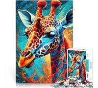 Puzzles 1000 pièces pour Adolescents Girafe Mystique au néon Jeux Jouets Cadeaux Activités Amusantes à la Maison, Cadeaux d'anniversaire, Cadeaux de Voyage, 50x70cm