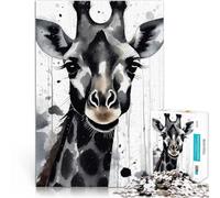 Puzzles 1000 pièces pour Adolescents Girafe Peinte à l'aquarelle Jouets de Jeu stimulants Cadeaux d'anniversaire 75x50cm
