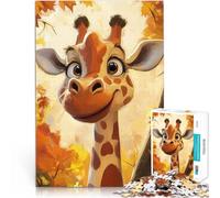 Puzzles 1000 pièces pour Adolescents Girafe Souriante en Automne pour s'amuser en Famille Améliorer la mémoire 75x50cm