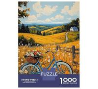 Puzzles 1000 Pièces pour Adolescents Golden Countryside Escape - Naïf Rural Bicycle Art Puzzles pour Adolescents, Jouets Anti-Stress, Difficile, Excellent Cadeau pour Les Jeux 70x50cm/1000pcs