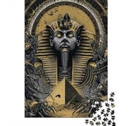 Puzzles 1000 Pièces pour Adolescents Golden Egyptian Pharaoh Art Print Puzzles pour Adultes - Décoration Murale - Analyse Et Logique - Stimule Le Cerveau 38x26cm/1000pcs