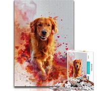 Puzzles 1000 pièces pour Adolescents Golden Retriever Portrait, Aide Le Cerveau à exercer des Jouets addictifs pour cultiver la Patience Décoration Parfaite (75x50cm)