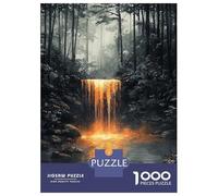 Puzzles 1000 Pièces pour Adolescents Golden Waterfall in Mystical Forest Puzzles pour Adolescents, Jouets Anti-Stress, Difficile, Excellent Cadeau pour Les Jeux 38x26cm/1000pcs