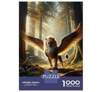 Puzzles 1000 Pièces pour Adolescents Golden Winged Lion Statue Puzzle Jeux Relaxants, Amusants Et Humoristiques Cadeau d'anniversaire, Cadeaux, 38x26cm/1000pcs