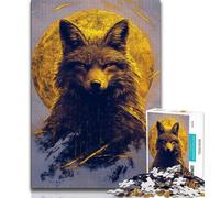 Puzzles 1000 pièces pour Adolescents Golden Wolf Fox 1000 pièces pour Adultes, Jeu Familial Anti-Stress, défi Difficile adapté aux Couples (Taille 75x50cm)