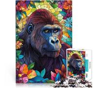 Puzzles 1000 pièces pour Adolescents Gorille en Fleurs Entraînez Votre Cerveau et Vos Mains Décoration d'intérieur 75x50cm