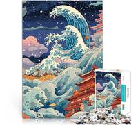 Puzzles 1000 pièces pour Adolescents Grande Vague, Style Japonais Analyse et logique Décoration d'intérieur et Cadeaux Uniques 52x38cm
