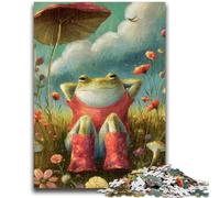 Puzzles 1000 pièces pour Adolescents Grenouille Assise sur l'herbe Puzzle Adulte, Jeux éducatifs Décoration Murale Cadeaux d'anniversaire et de Noël Uniques (26x38cm)