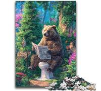 Puzzles 1000 pièces pour Adolescents Grizzly Bear sur Les Toilettes Jeux de détente Jeu éducatif pour Anniversaire, Noël pour et jusqu'à 14 Ans 50x75cm