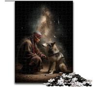 Puzzles 1000 pièces pour Adolescents Guerrier et Loup Aidez Le Cerveau à exercer Jouets addictifs pour cultiver la Patience Collection Artistes, Beaux-Arts (Taille 26x38cm)