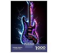 Puzzles 1000 Pièces pour Adolescents Guitar Neon Puzzles pour Adultes, Jouets Anti-Stress, Analyse Et Logique, Cadeau d'anniversaire, Cadeaux, 52x38cm/1000pcs