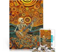 Puzzles 1000 pièces pour Adolescents Guitariste de Sugar Skeleton Analyse et logique avec Affiche et Feuille de Questions correspondantes 38x26cm