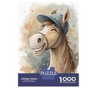 Puzzles 1000 Pièces pour Adolescents Happy Horse Wearing A Cap Puzzles pour Adolescents - Jeux Relaxants Et Anti-Stress - Idéal comme Cadeau pour Toute La Famille 52x38cm/1000pcs
