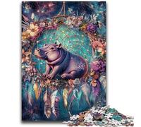 Puzzles 1000 pièces pour Adolescents Hippo Dream Catcher Jeu Familial Anti-Stress Défi Difficile Convient aux Couples 50x75cm