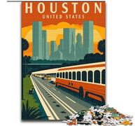 Puzzles 1000 pièces pour Adolescents, Houston, Texas, Voyage, Art, Jouets éducatifs, Cadeaux d'anniversaire Uniques pour Les 14 Ans et Plus, 26x38cm