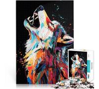 Puzzles 1000 pièces pour Adolescents Hurlement de Loup coloré pour Le Jeu éducatif Challenge Toy Jeu de défi Unique 52x38cm