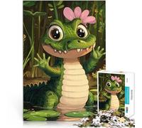 Puzzles 1000 pièces pour Adolescents Illustration d'alligator Mignon Jeux éducatifs Liste de souhaits avec Le Père Noël 38x26cm