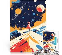 Puzzles 1000 pièces pour Adolescents Illustration Minimaliste Mignonne d'explorateur Spatial Jeux éducatifs décoration Murale 38x26cm