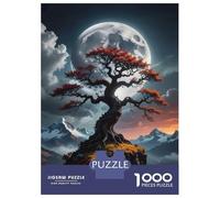 Puzzles 1000 Pièces pour Adolescents Japanese Bonsai Tree Moon Puzzles pour Adolescents - Jeux Relaxants Et Anti-Stress - Idéal comme Cadeau pour Toute La Famille 38x26cm/1000pcs