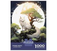 Puzzles 1000 Pièces pour Adolescents Japanese Fox Moonlight Puzzles pour Adolescents - Jeux Relaxants Et Anti-Stress - Idéal comme Cadeau pour Toute La Famille 52x38cm/1000pcs
