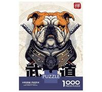Puzzles 1000 Pièces pour Adolescents Japanese Samurai Bulldog Puzzles pour Adultes - Jeux De Détente - Assemblage De Motifs pour Les Amateurs De Jeux 52x38cm/1000pcs