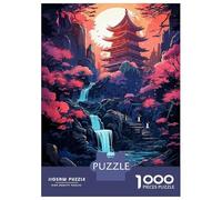 Puzzles 1000 Pièces pour Adolescents Japanese Temple Waterfall Puzzles pour Adolescents, Jouets, Décoration Murale, Cadeaux pour Femmes, Cadeau d'anniversaire, Cadeaux, 52x38cm/1000pcs