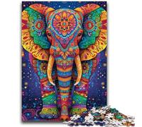 Puzzles 1000 pièces pour Adolescents, Jeu Familial d'éléphants psychédéliques, Anti-Stress, défi Difficile, adapté aux Couples, 26x38cm