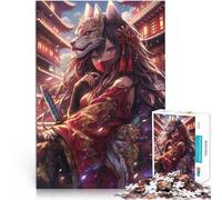 Puzzles 1000 pièces pour Adolescents Jolie Fille samouraï Fantastique Jeu intellectuel Décoration d'intérieur et Cadeaux Uniques 38x26cm