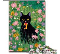 Puzzles 1000 pièces pour Adolescents, Jouets artistiques Abstraits en Forme de Chat Noir, Jeux éducatifs, Anti-Stress, Interaction Parent-Enfant, pour Les 14 Ans et Plus, 26x38cm
