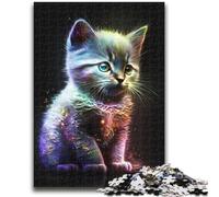 Puzzles 1000 pièces pour Adolescents, Jouets Mignons en Forme de Chaton étoilé, Jeux éducatifs, Anti-Stress, Interaction Parent-Enfant, pour Les 14 Ans et Plus, 26x38cm