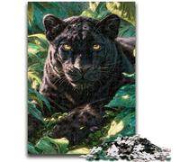 Puzzles 1000 pièces pour Adolescents Jungle Black Leopard Amusement en Famille Activités Amusantes à la Maison, Cadeau d'anniversaire, Cadeaux de Voyage, pour et 14 Ans 38x26cm