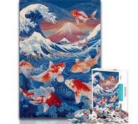 Puzzles 1000 pièces pour Adolescents Koi Japonais, Anti-Stress, idéal comme Cadeau pour Toute la Famille à partir de 14 Ans 38x26cm