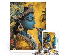 Puzzles 1000 pièces pour Adolescents Krishna avec flûte Difficile à réaliser mais Amusant et Humoristique pour la décoration intérieure 50x70cm