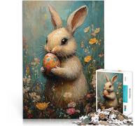 Puzzles 1000 pièces pour Adolescents Lapin de Pâques avec œuf Jeux éducatifs Décoration d'intérieur Bon Cadeau 75x50cm