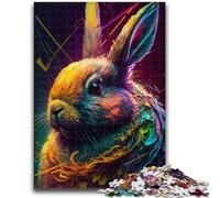 Puzzles 1000 pièces pour Adolescents Lapin de Pâques coloré Anti-Stress Défi Difficile Chaque pièce est Unique - Jeu Familial Amusant et Stimulant 50x75cm
