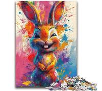 Puzzles 1000 pièces pour Adolescents Lapin Mignon Souriant pour et à partir de 14 Ans Jeu Pratique Jeu de Noël Cadeaux 50x75cm