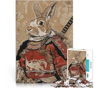 Puzzles 1000 pièces pour Adolescents Lapin Samouraï Jouet éducatif d'apprentissage avec des pièces de Formes aléatoires entièrement imbriquées 52x38cm