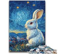 Puzzles 1000 pièces pour Adolescents Lapin sous Le Ciel Nocturne Convient aux 14 Ans et Plus Jeu Stimulant Excellent Cadeau pour Les Jeux 50x75cm