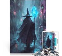 Puzzles 1000 pièces pour Adolescents Le Magicien dans Une Ville pluvieuse Jeu de Quiz avec Affiche et Feuille de Questions correspondantes 52x38cm