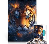 Puzzles 1000 pièces pour Adolescents Le majestueux Tigre dans l'espace Jeu de Quiz avec des pièces de Formes aléatoires entièrement imbriquées 75x50cm