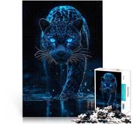 Puzzles 1000 pièces pour Adolescents Léopard Bleu Séjour Anti-Stress pour Tuer Le Temps Décoration d'intérieur et Cadeaux Uniques 52x38cm