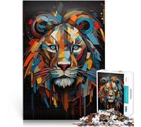 Puzzles 1000 pièces pour Adolescents Lion géométrique Abstrait Jouet éducatif intellectuel décompressant Jeu de défi Unique 38x26cm