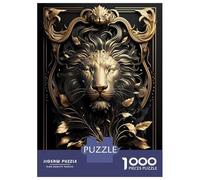 Puzzles 1000 Pièces pour Adolescents Lion King Golden Art Deco Puzzle Jouet Décoration Murale Vacances À La Maison Cadeaux pour Les Amis Et La Famille 38x26cm/1000pcs
