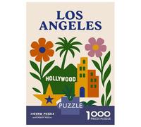 Puzzles 1000 Pièces pour Adolescents Los Angeles and Hollywood Illustration Puzzles pour Adolescents, Jouets Anti-Stress, Difficile, Excellent Cadeau pour Les Jeux 70x50cm/1000pcs